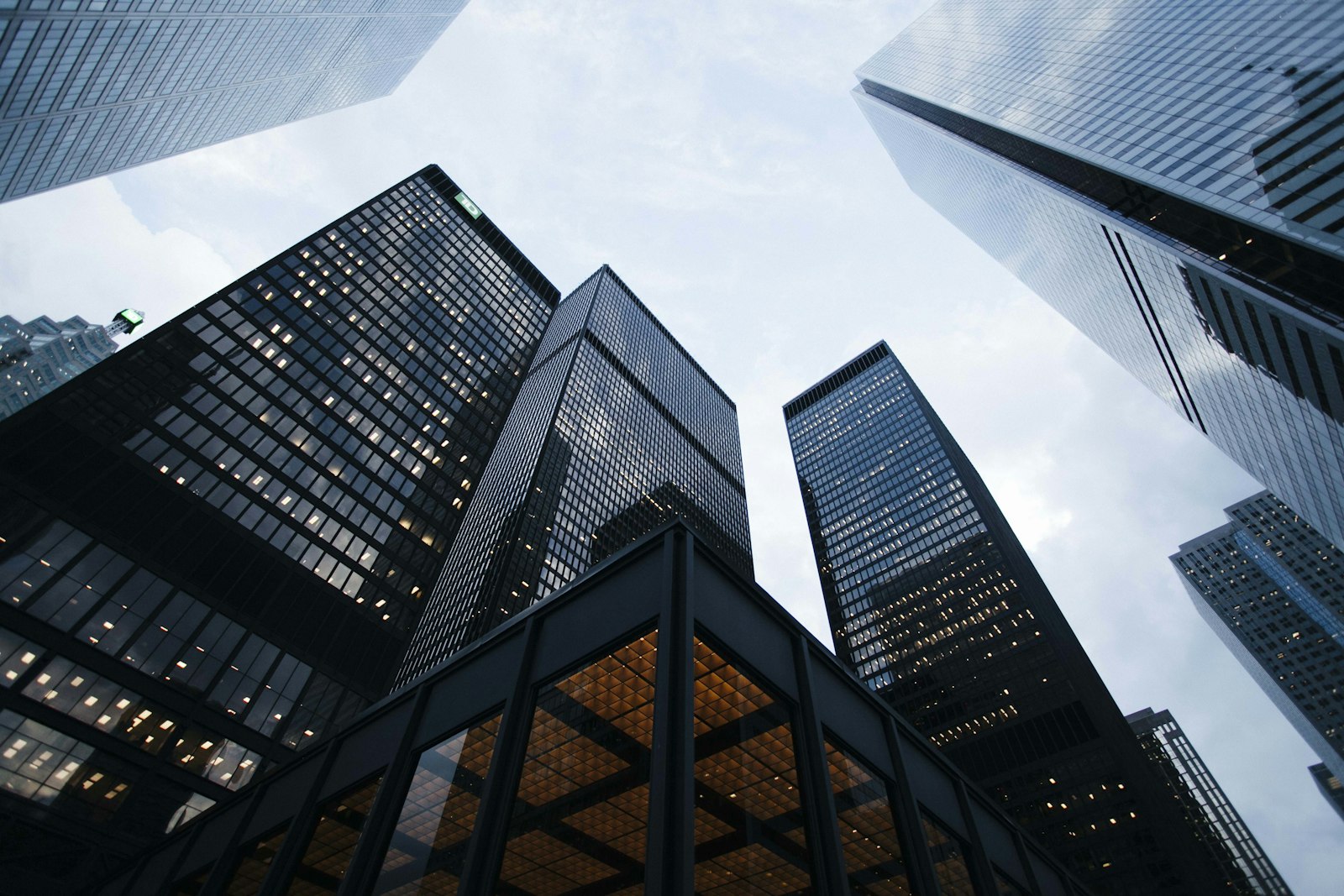 City skyline of glass office towers